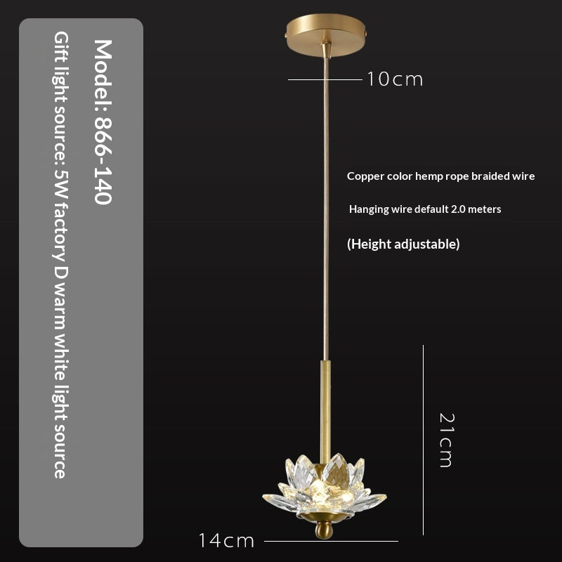 Lampe de pendentif en cuivre à tête unique créative pour Balcon Hallway et chambre