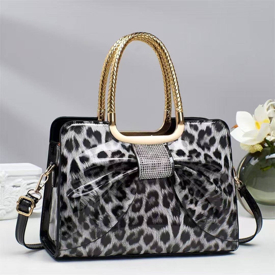 Chaud-pierre embellie Versatile Mode Chic Leopard-print Sac Femmes