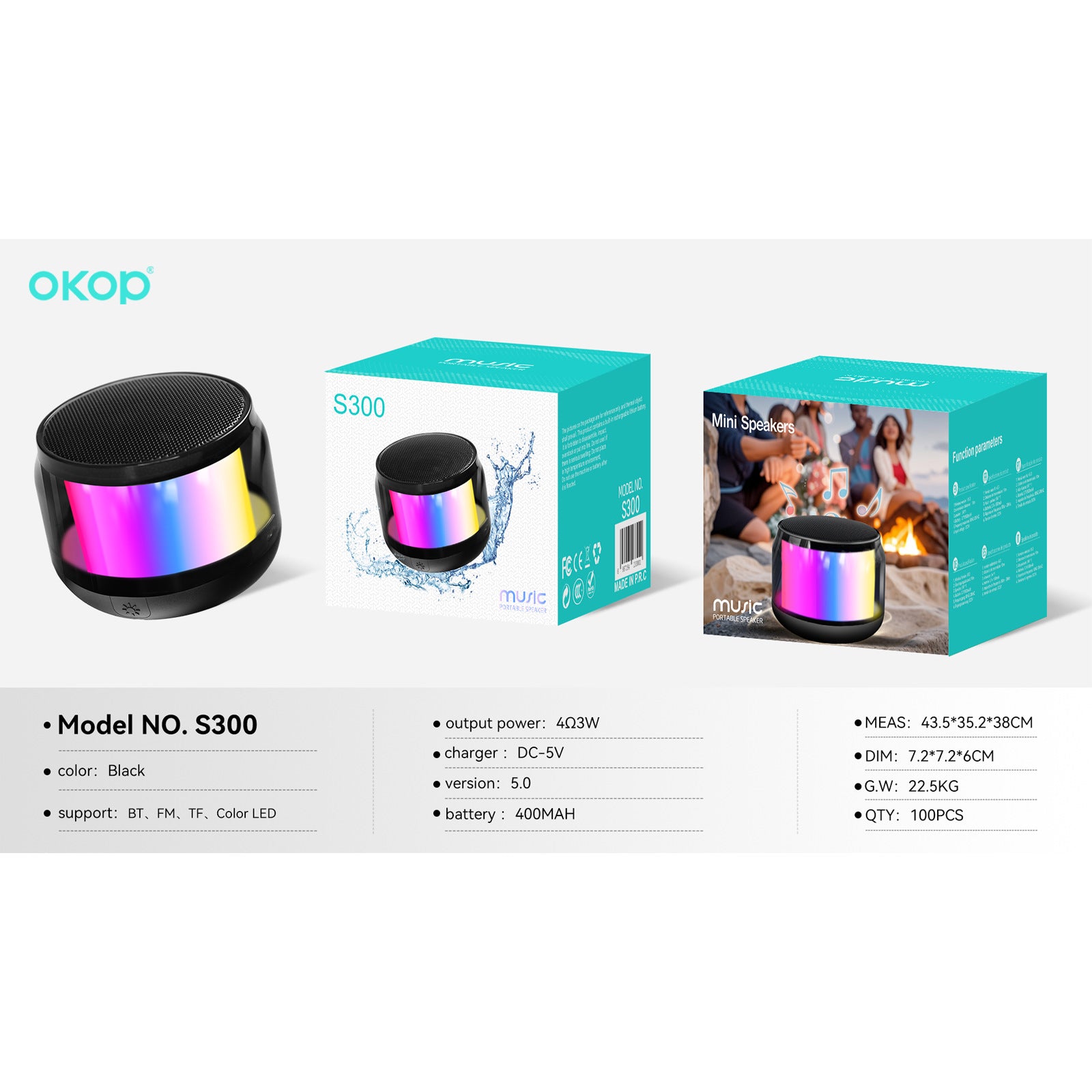 KP-S300 Mini haut-parleur Bluetooth portable le mieux vendu éclairage Sci-Fi cool multifonctionnel