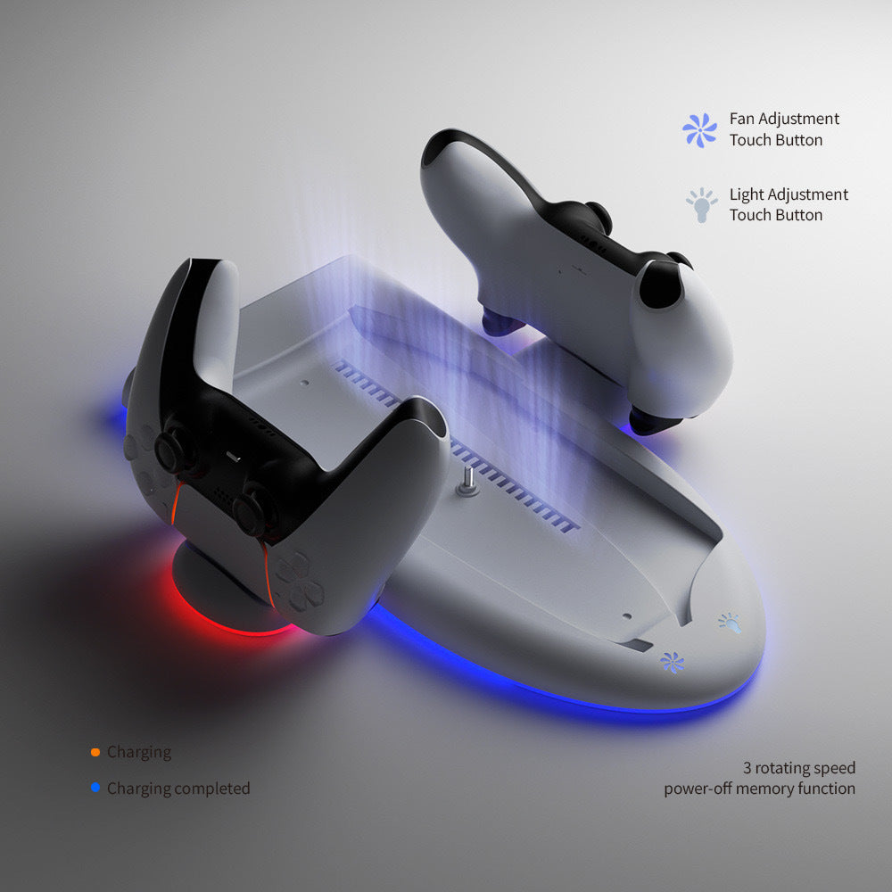 Host Multi-fonction Cooler Pad Fan PS5 Poignée Chargeur fixe Courroie RGB Colorful Amb