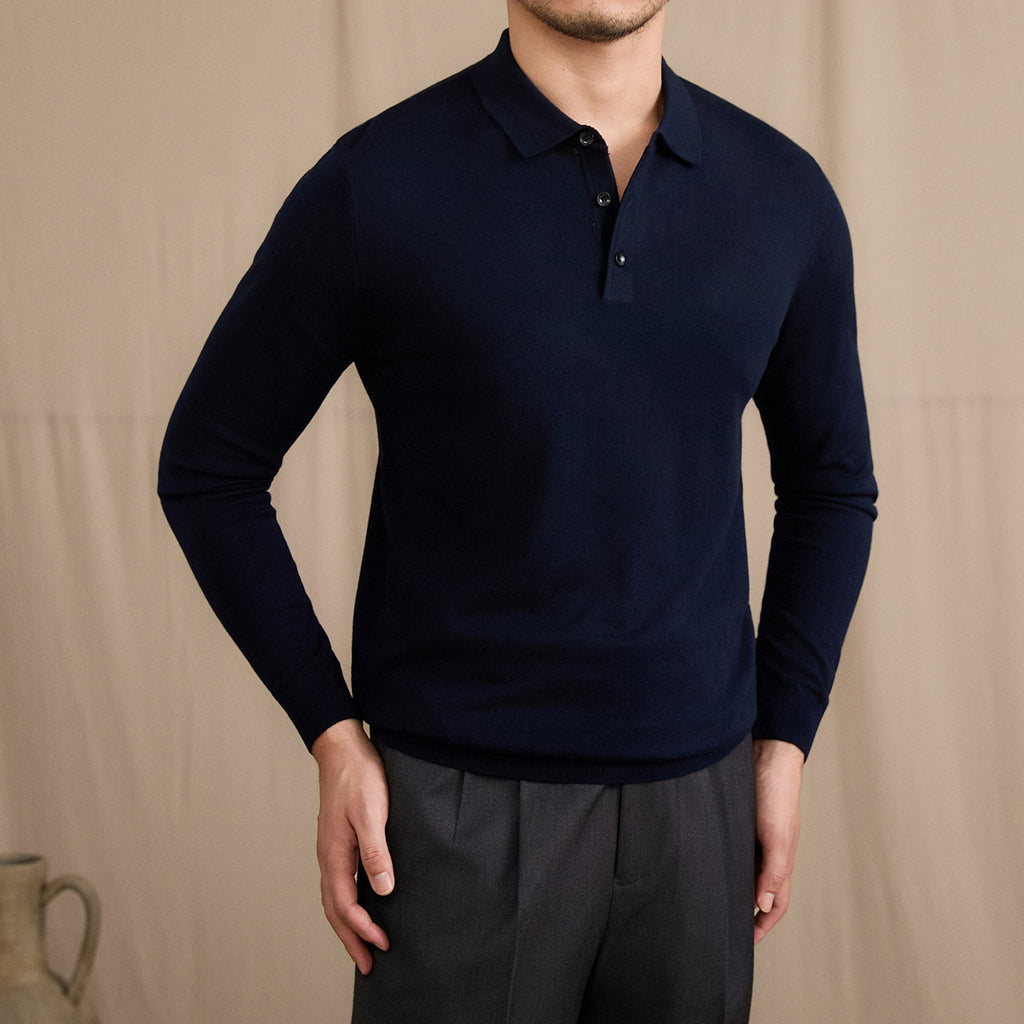 Chemise Polo Retro Slim-Fit Chaud Laine Top pour l'automne et l'hiver