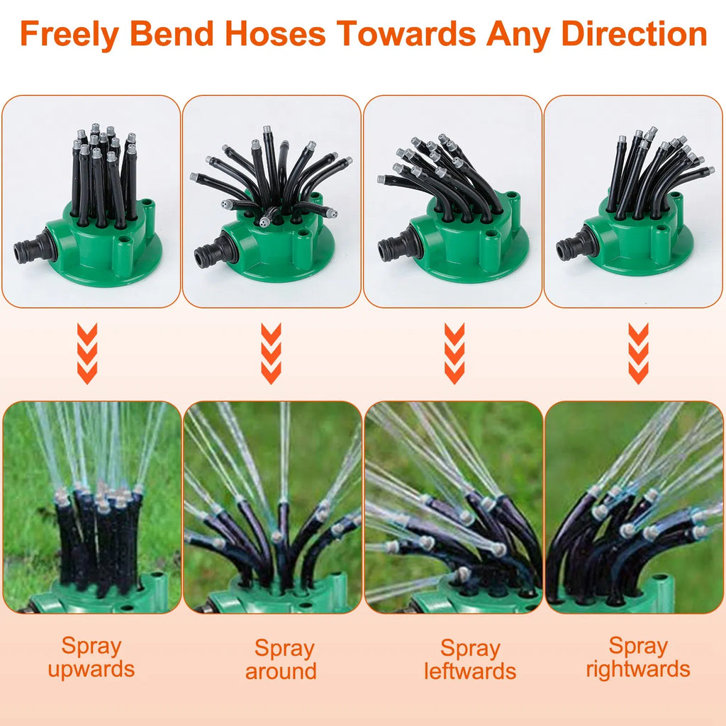 Sprinkler de pelouse flexible à 360° Automatique 12 tubes Sprays d'irrigation d'eau de jardin Garden Sp