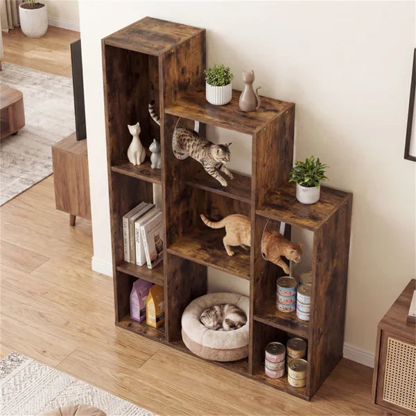 Cabinet de bibliothèque pour chats (brun rustique)