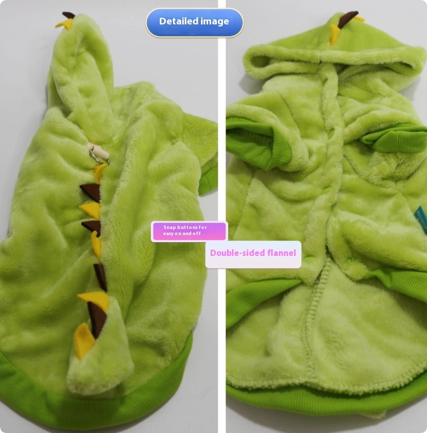Halloween Crossdressing Little Dinosaur Double face avec sweat à capuche thermique Velvet