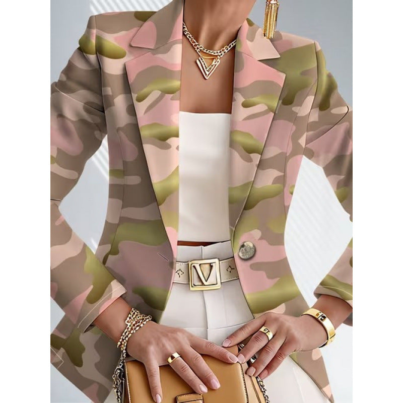 Women's trendy printed suit blazer