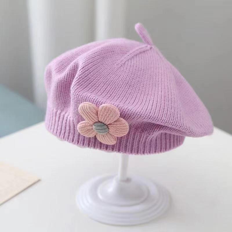 Chapeau bébé fille Béret tricoté en laine
