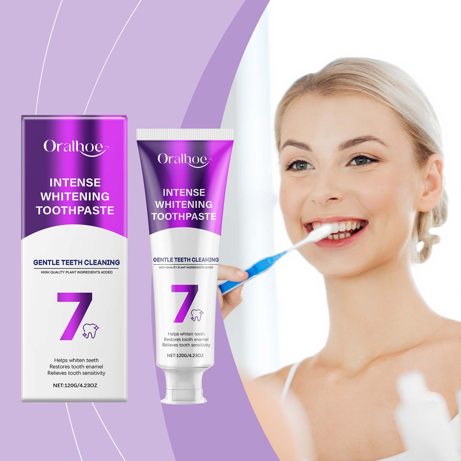 Suppression des taches de dents Blanc vif Dentifrice 120g 1box