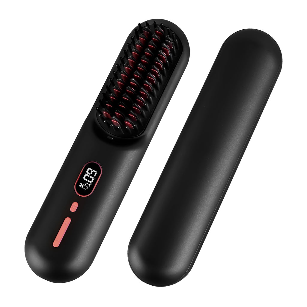 Options Gris-Noir -- 1Pc sans fil Négatif brosse de lisseur de cheveux Ion rechargeable Mini