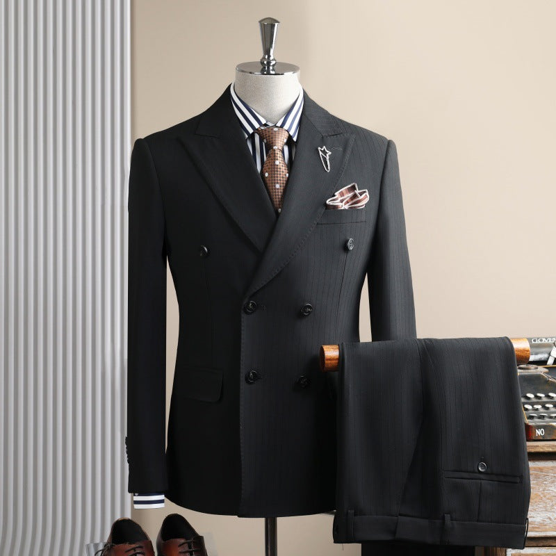 Slim Fit Double Breasted Pinstripe Blazer & Pantalons Cuffed