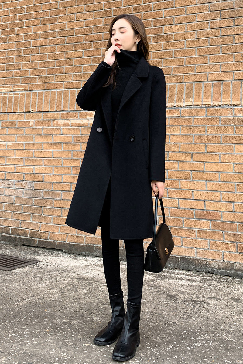 Manteau de cachemire à double face pour femmes