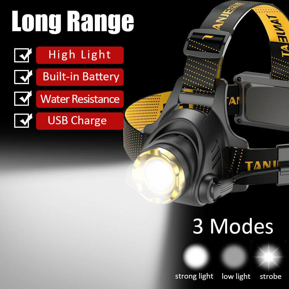 Super Bright 150000LM BATTERY LED phare USB phare lampe de poche