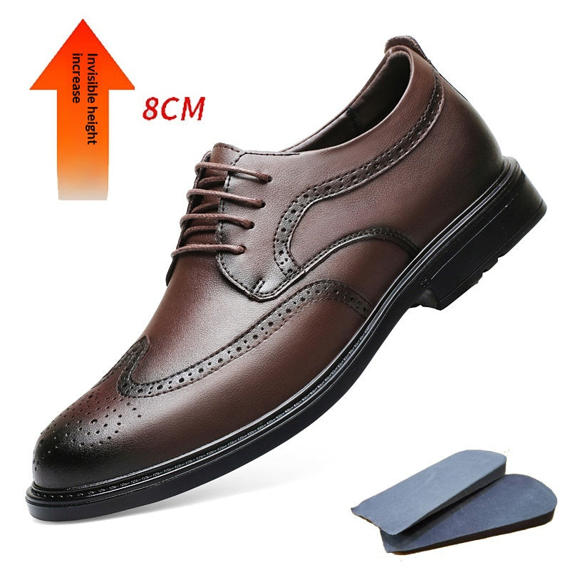 Chaussures en cuir casual de 8cm de plus invisible à semelle épaisse