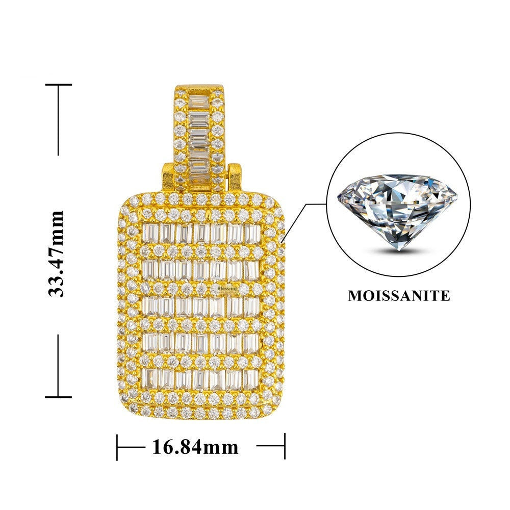 S925 Argent incrustation pendentif Hip Hop bijoux