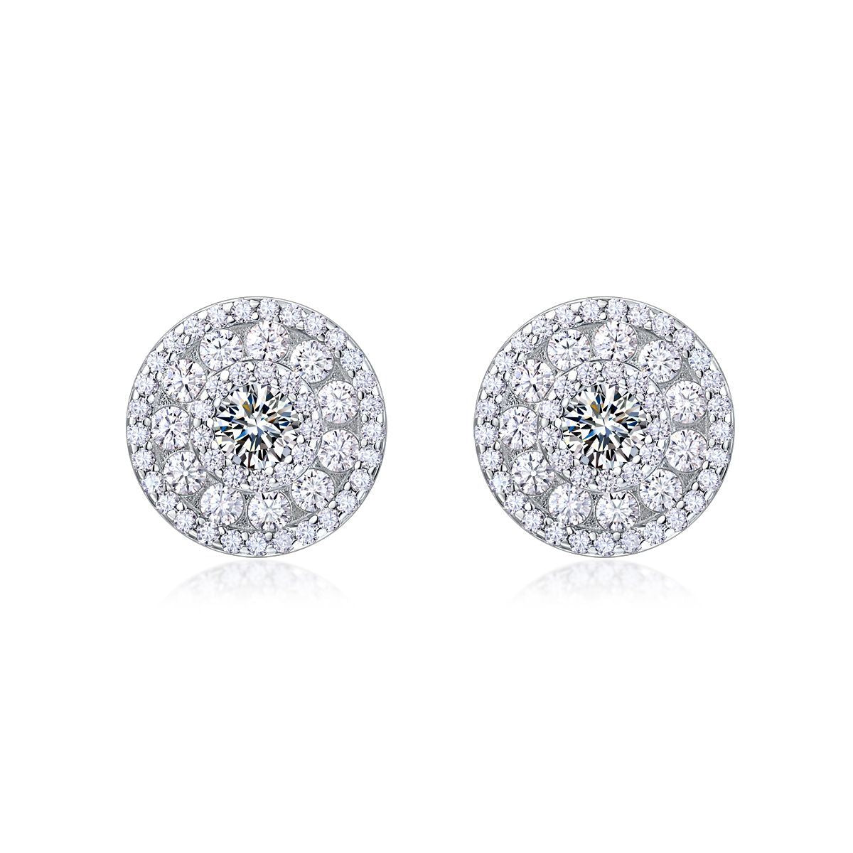 S925 Boucles d'oreilles rondes en argent sterling Halo Sterling