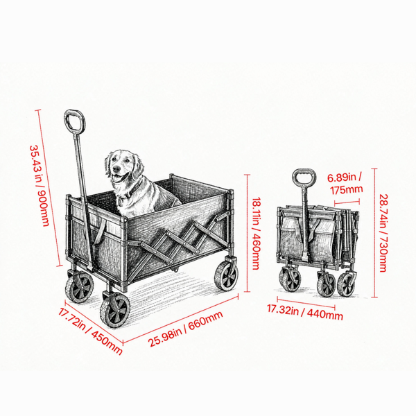 120L Chariot à pliage lourd 225 LBS