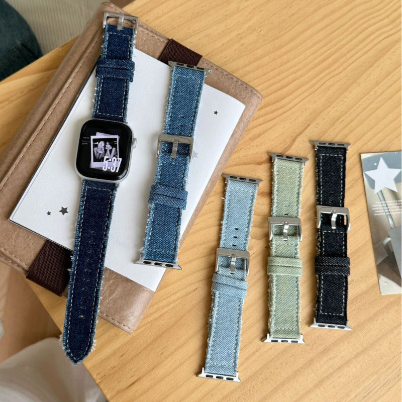Bracelet de montre en cuir denim mode
