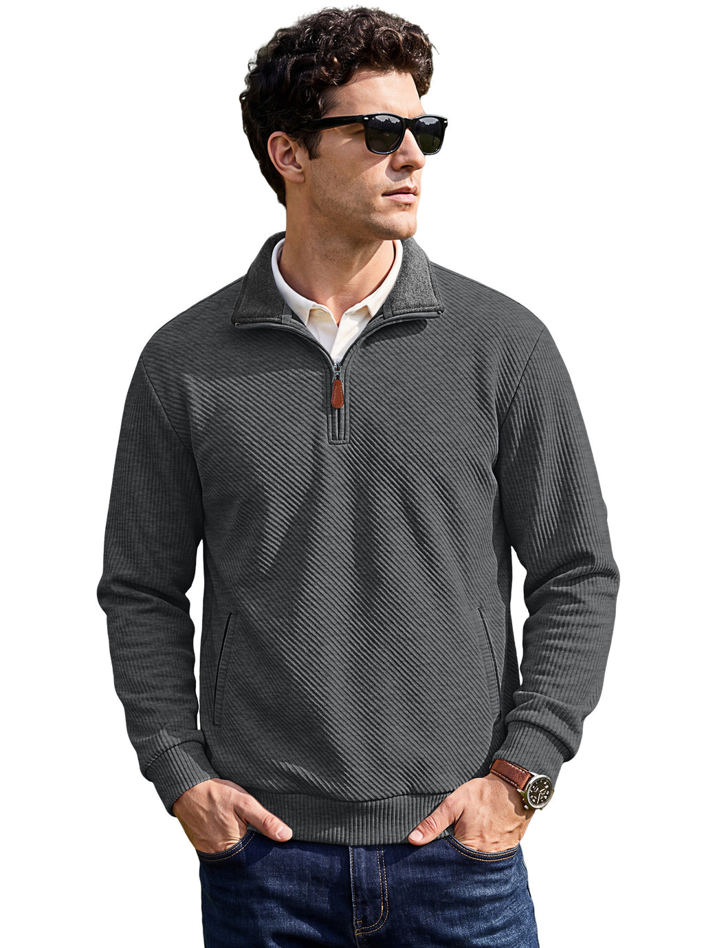 Texture masculine Collier Jacquard Top Commerce extérieur TK American Spring and Autumn Zipper Pocke