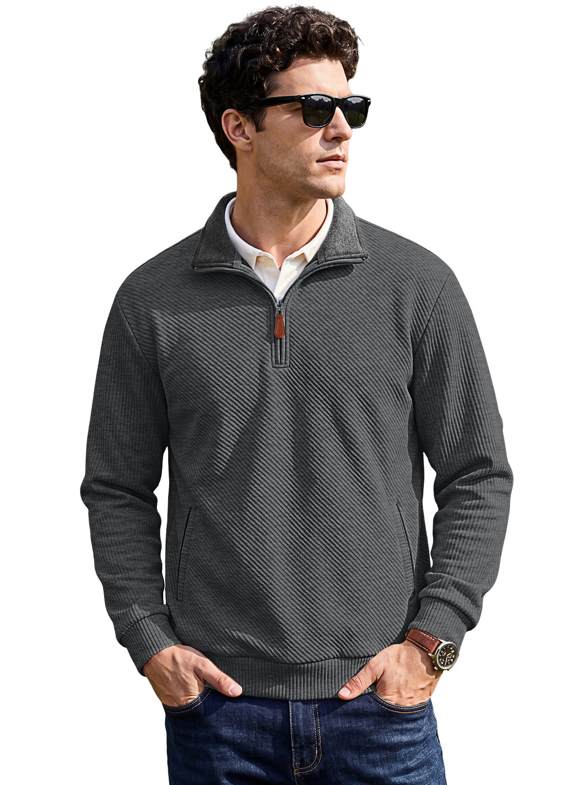 Texture masculine Collier Jacquard Top Commerce extérieur TK American Spring and Autumn Zipper Pocke