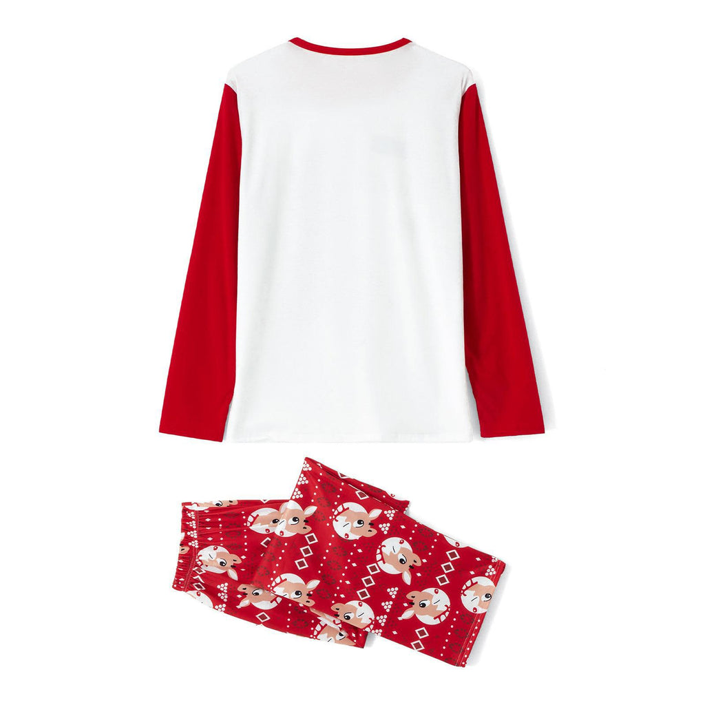 Imprimé Pyjama Noël Parent-enfant Porter Col rond Col Longue Manches