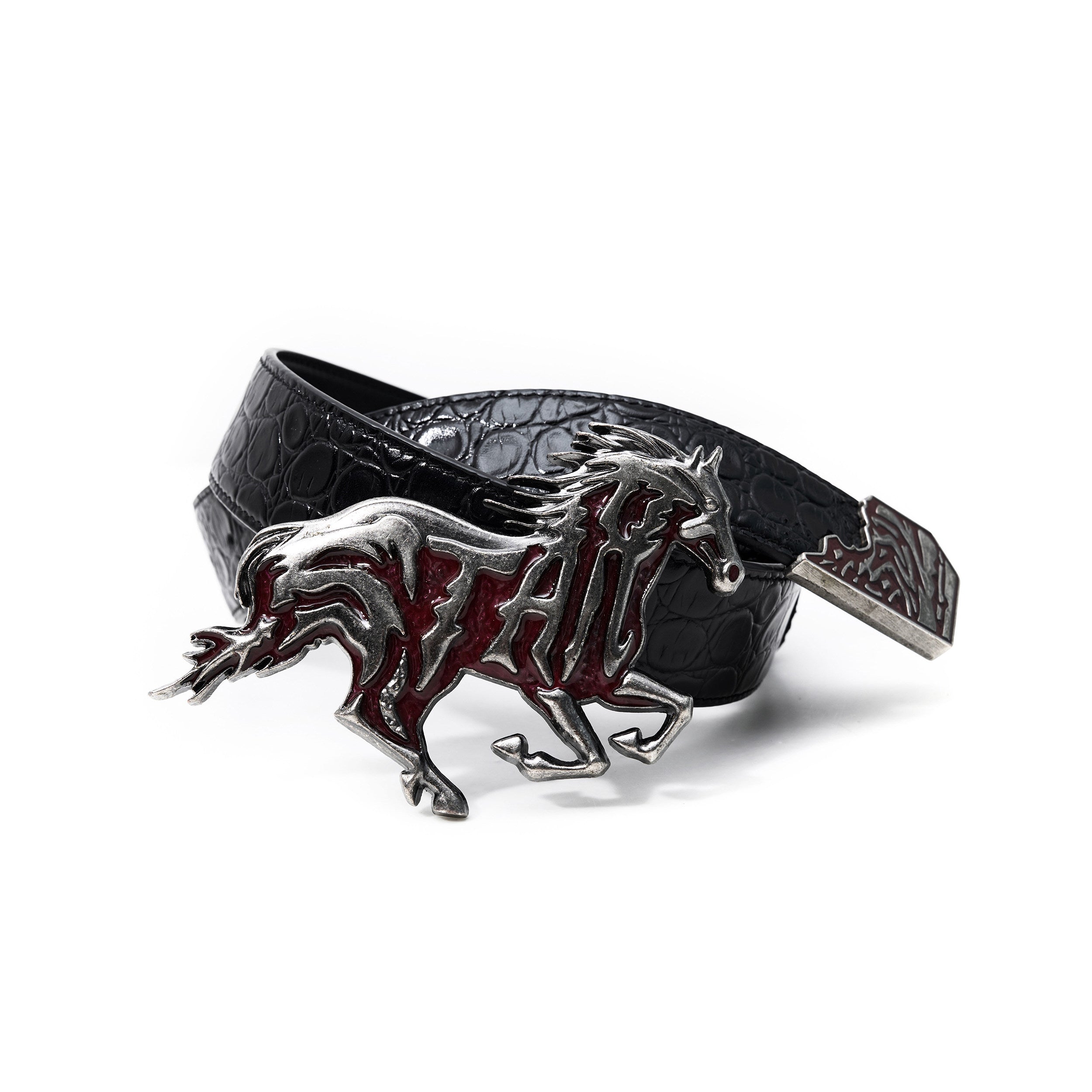 Ceinture en cuir embossée texturée