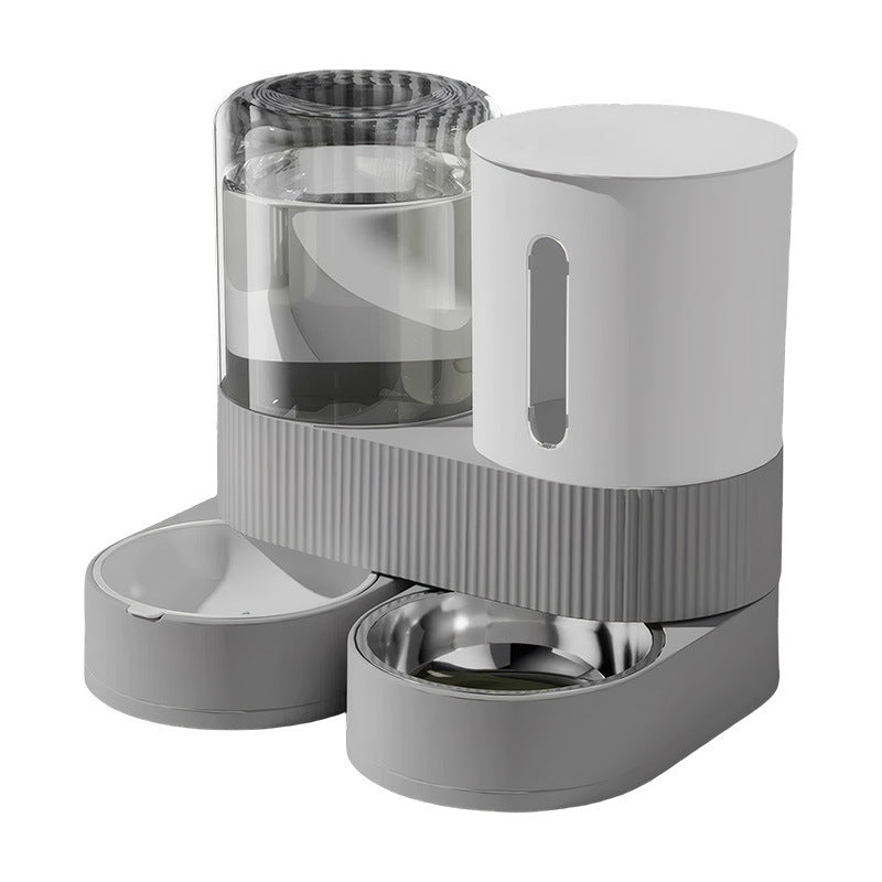 Gravity Cat Feeder 2 Pack Automatic Food Feeder and Water Dispenser Set Detachable Pet Bow