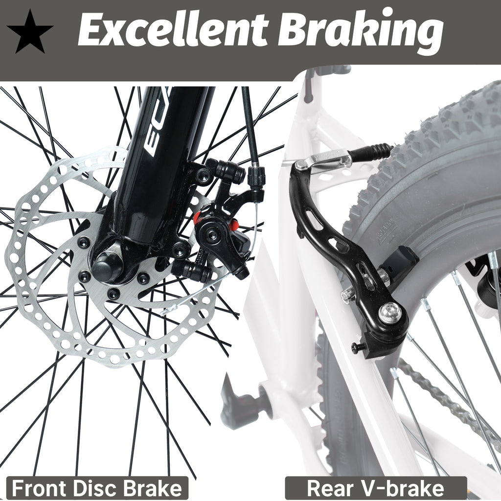 Vélo de montagne jeune 24 pouces avec 7 vitesses et suspension avant Cadre en acier durable