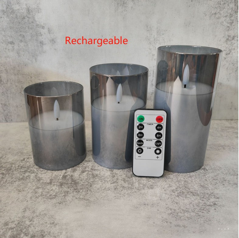 Rechargeable Electroplated Glass LED Electronic Candle Lamps