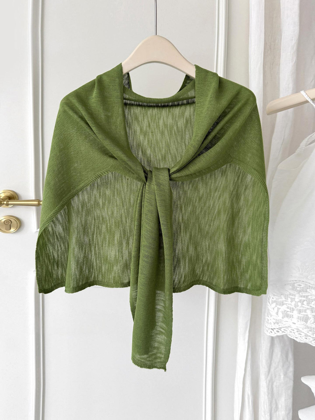 Women's Plus Size Knitted Shawl with Bamboo Pattern