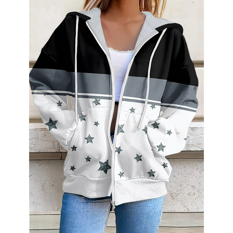 Sweatshirt à capuche manches longues Zipper pour femme American Santa Claus Veste personnalisée Den