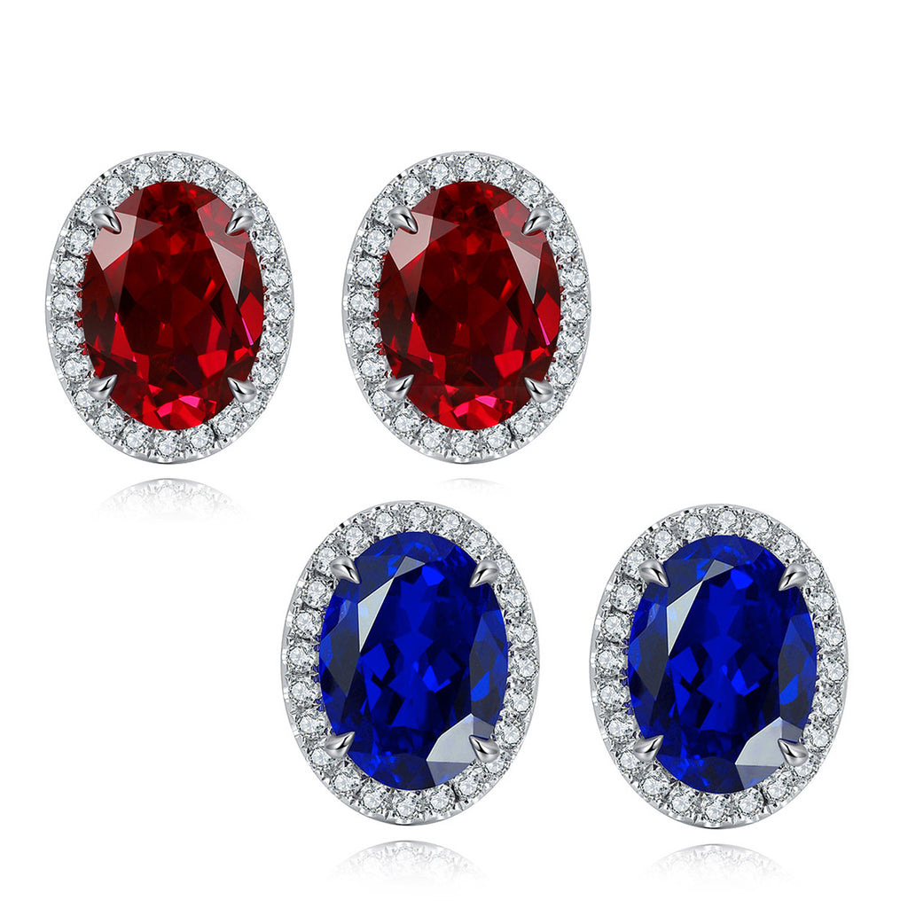 S925 Boucles d'oreilles en saphir rubis, en argent 1,9g
