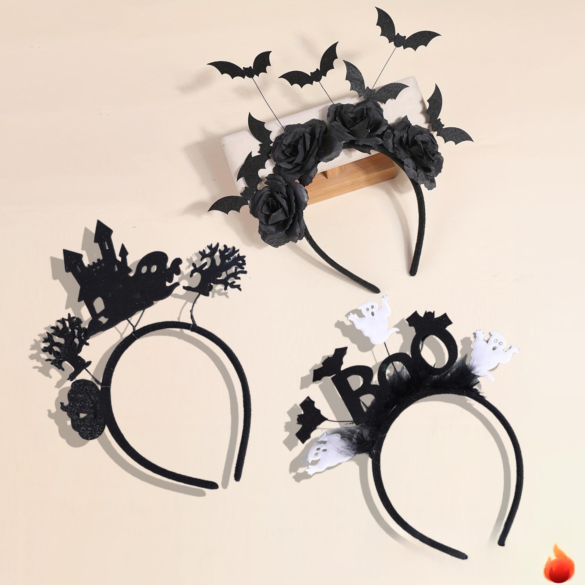 Bandeau de style foncé Mignon Ghost criant Feathered Black Bat
