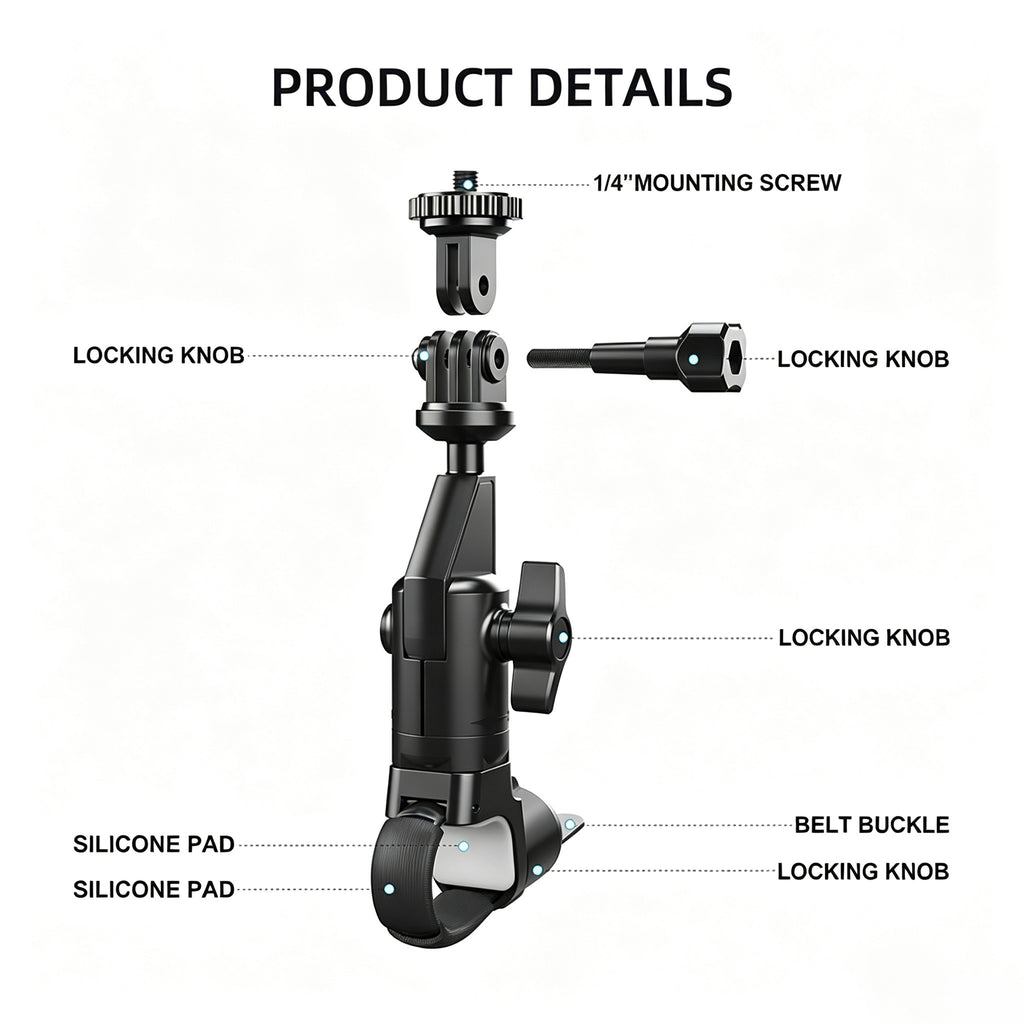 360 Support de caméra d'action pour moto E Bike Road Bike Support de poignée de vélo pour spor