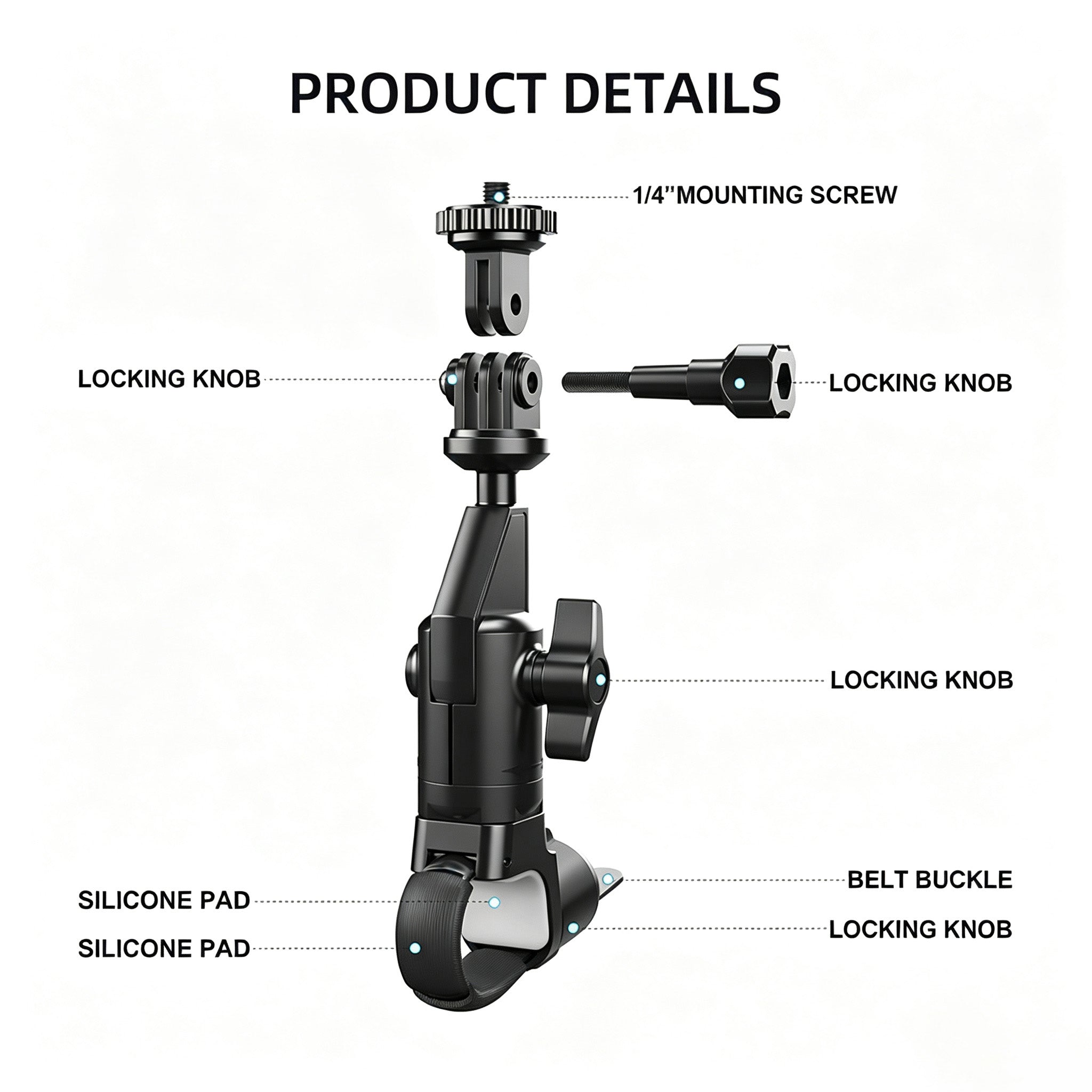360 Support de caméra d'action pour moto E Bike Road Bike Support de poignée de vélo pour spor