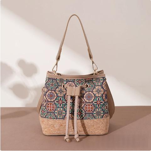 Vieux sac de rangement imprimé de grande capacité pour femmes avec extérieur en bois et en bois