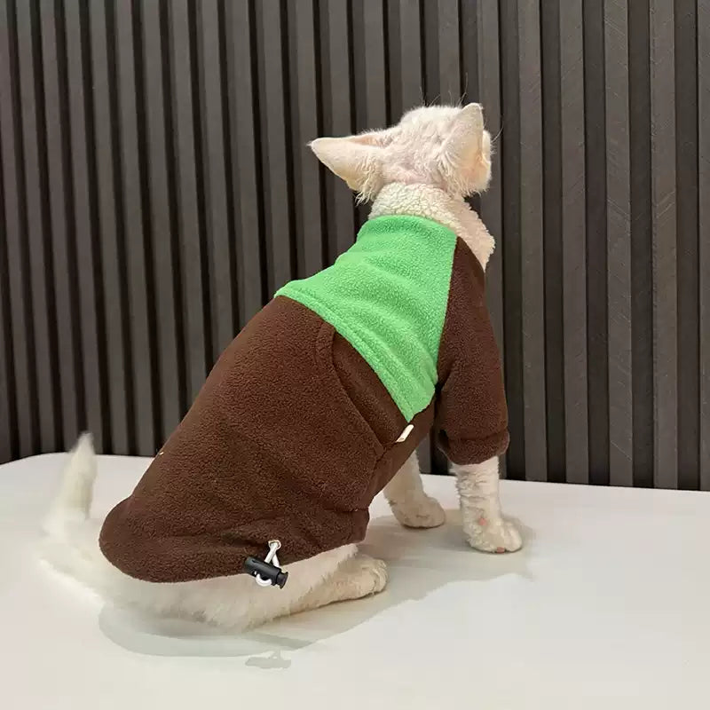 Manteau pour chat sphynx en polaire double épaisseur, ajustable
