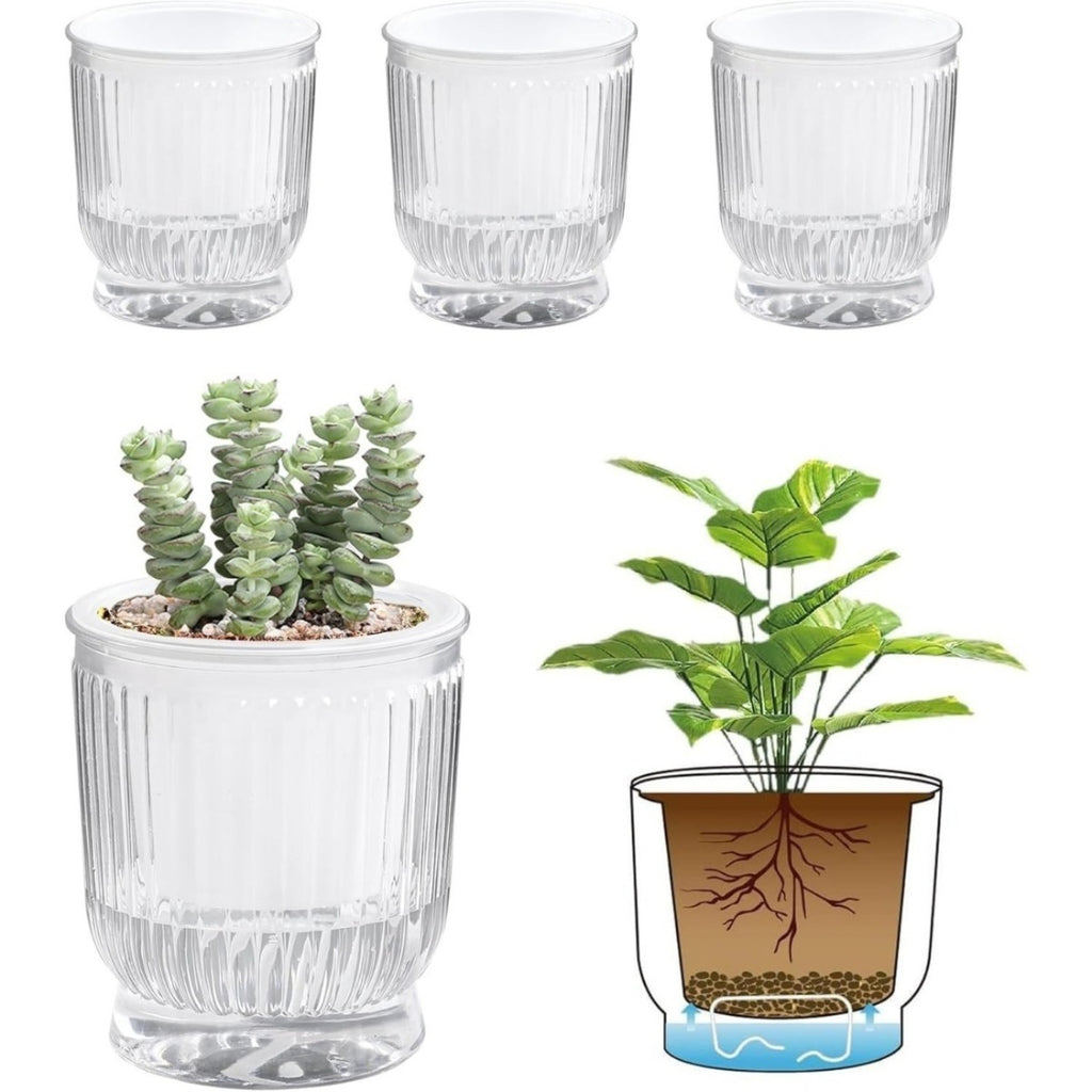 Pots de fleurs auto-abreuvement de 4 pièces