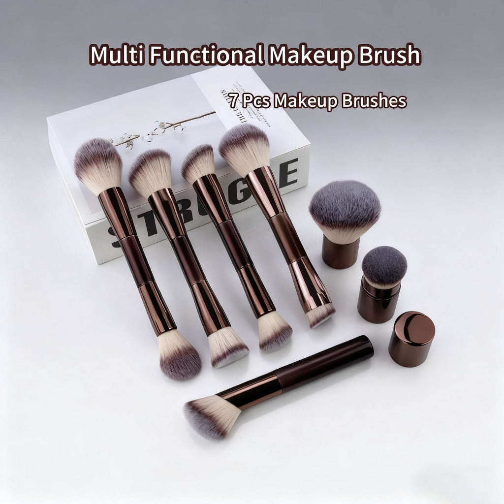 Maquillage double tête 7 pièces avec brosse télescopique sur une base double tête