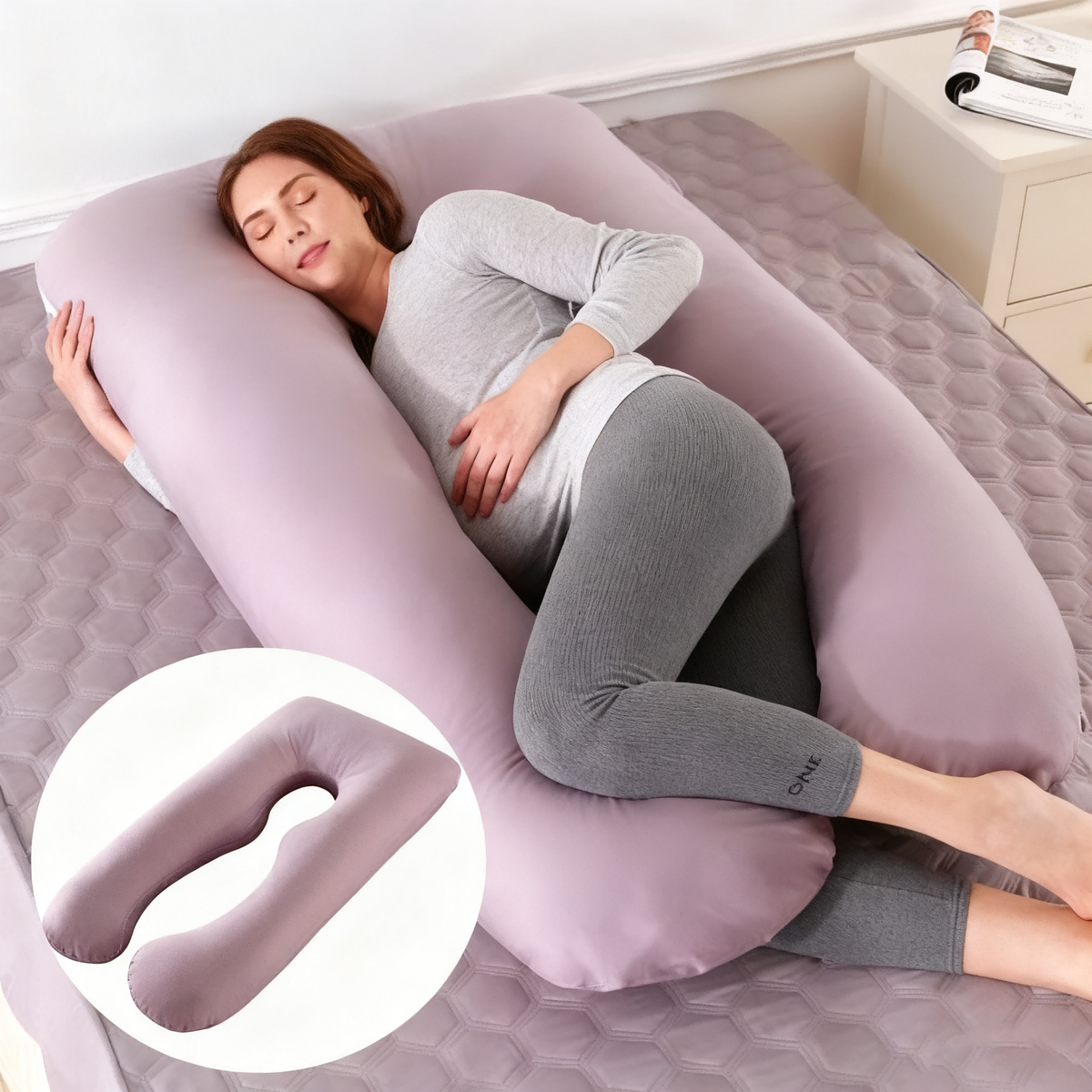 Grossesse Oreiller U Formed Maternité Oreiller Soutien Dos Jambes Dormir Belly