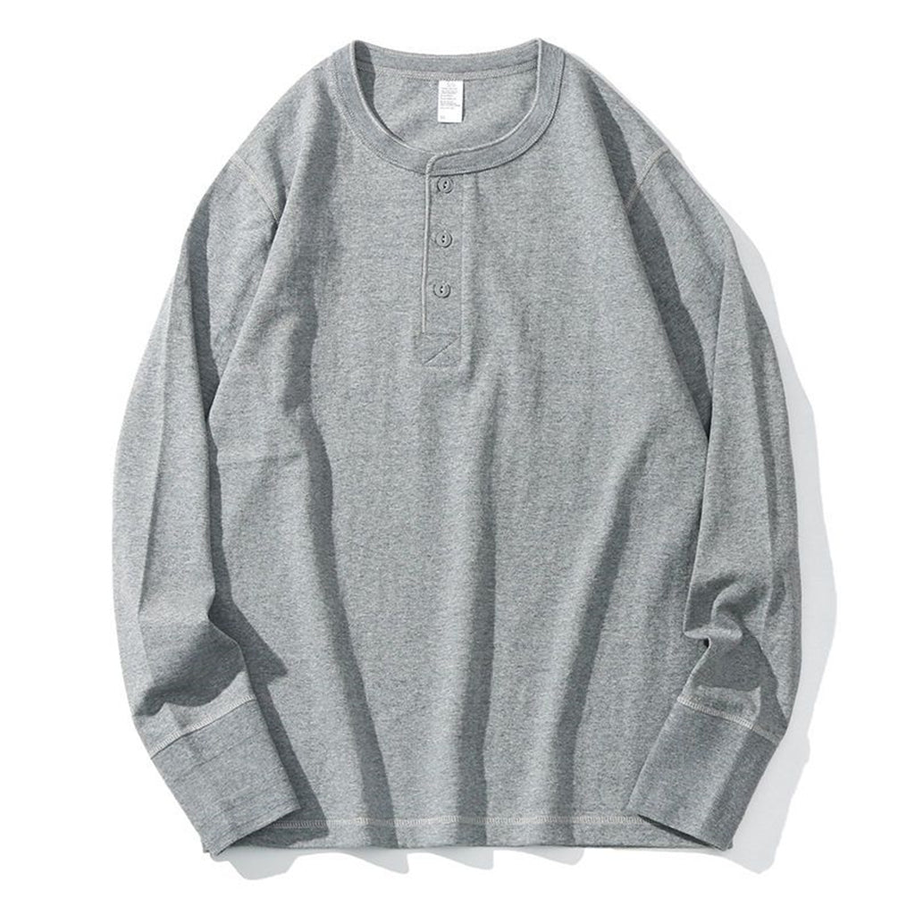 T-shirt American Henry Collar Long Sleeve Homme