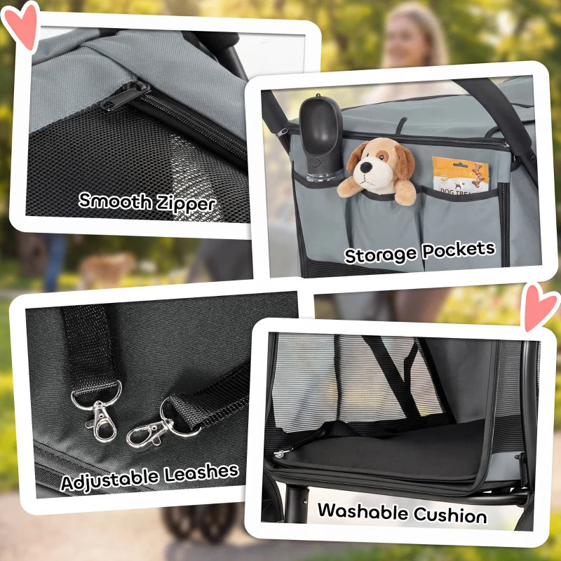 3-wheel Pet Stroller with Easy Click Quick Fold