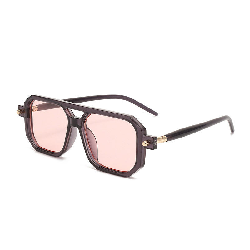 Lunettes de soleil à double pont Square-frame de style Street avec un Premium