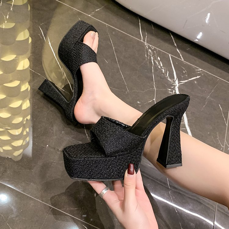Sandales pour femmes à talons hauts pour l'usure extérieure Été 13cm Block Heel Platform Luxe Hi