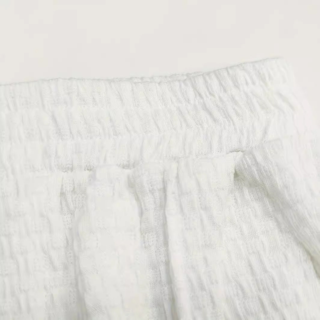 Hommes Col d'équipage Pull Jacquard Short à manches courtes