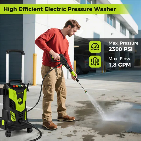 Green Black 2300 PSI Lave-pression électrique avec 4 buses rapides et bouteille de savon