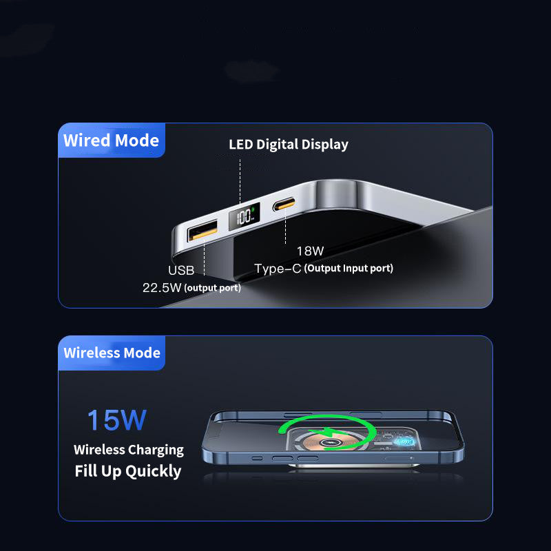 Banque de puissance magnétique transparente 22,5W Charge rapide
