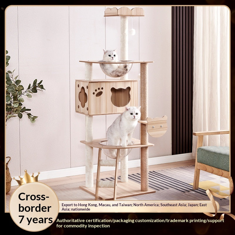 Wood-based Particleboard Pet House Design avec le jouet Cat intégré Sisal Scratching Post
