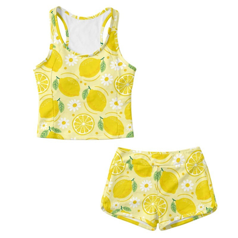 Girls' fashionable swimsuit set with watermelon print