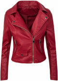 Manteau d'hiver d'automne pour femme Slim PU cuir courte fermeture éclair veste en cuir