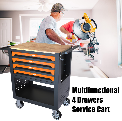 4 OUTILS MULTIFONCTIONNELS CARTONNÉS À ROUES ET À BOIS