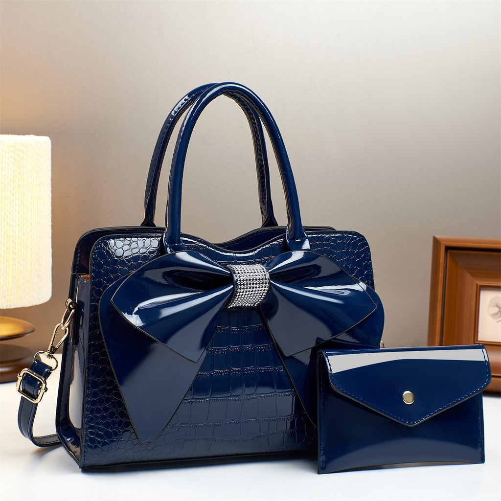 Sac à seau en cuir verni en cuir brillant à l'impression de crocodile